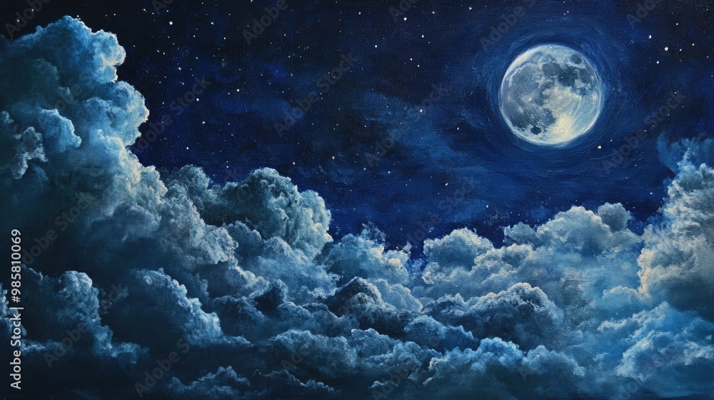 Moonlit clouds in the night sky Moonlit clouds in the night sky