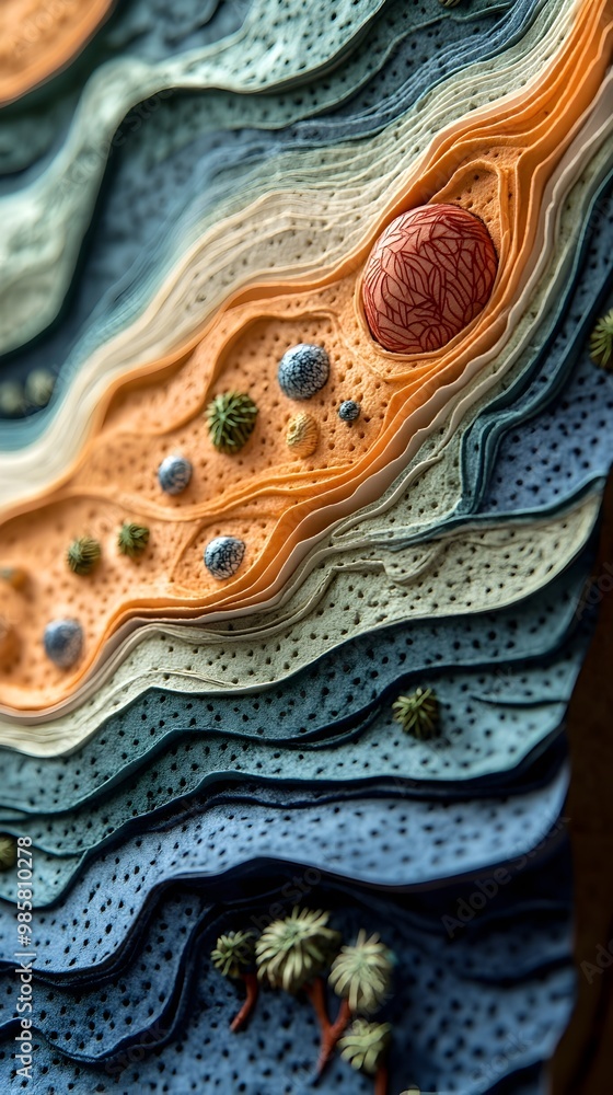 Cross Section of Skin Layers in Paper Cut Style Cross Section of Skin Layers in Paper Cut Style