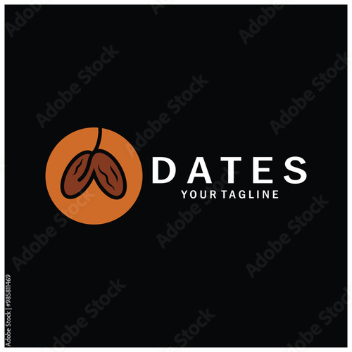 Date palm fruit plant logo design with leaves,seeds and date palm tree isolated background exotic organic plant.