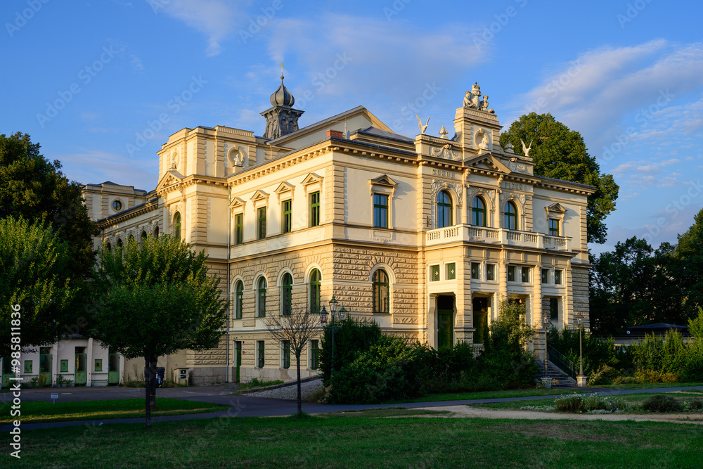 Sokol Plzen I Gymnastics Club Building Historical Facade in a Beautiful Park Sokol Plzen I Gymnastics Club Building Historical Facade in a Beautiful Park