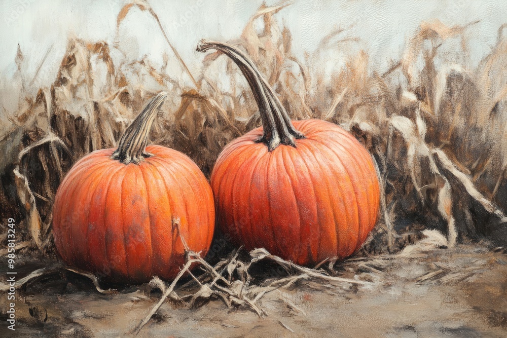 Pumpkins in a Withered Rye Field Pumpkins in a Withered Rye Field