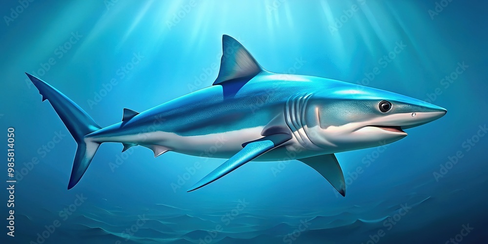 Naklejka premium A minimalist shark illustration designed for educational and creative purposes, showcasing the simplicity and elegance of marine life in a unique, artistic style.