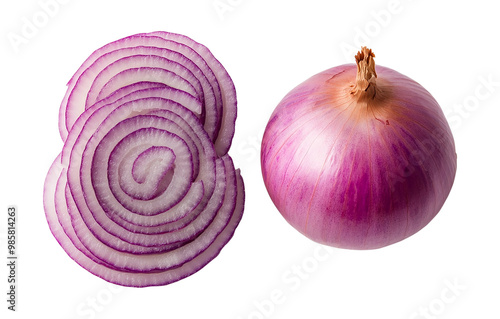 Raw onion slice, transparent background