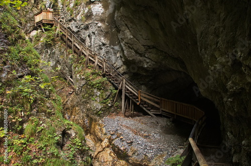 Canvas Print Hiking track in Wolfsklamm at Stans, Austria, Europe
