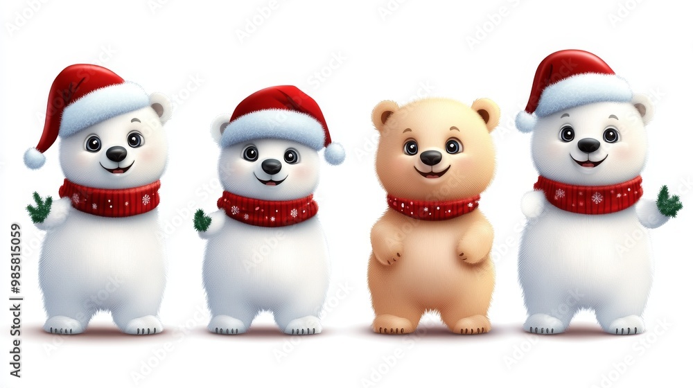 cute Christmas bear characters set cute Christmas bear characters set
