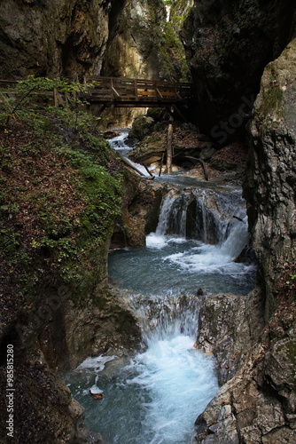 Canvas Print Hiking track in Wolfsklamm at Stans, Austria, Europe