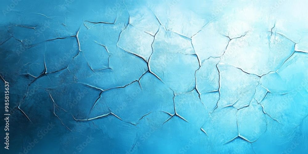 Obraz premium Cracked blue surface - dry clay paint texture background