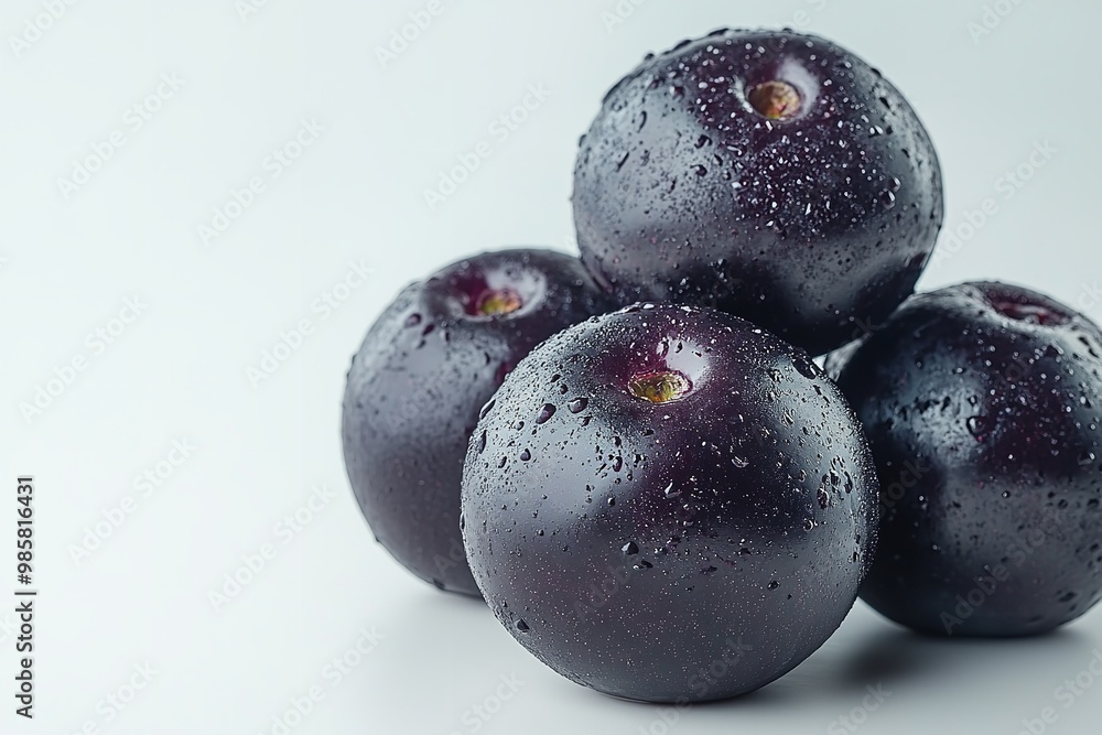 Isolated fresh acai berry against a white backdrop. Generative Ai Isolated fresh acai berry against a white backdrop. Generative Ai
