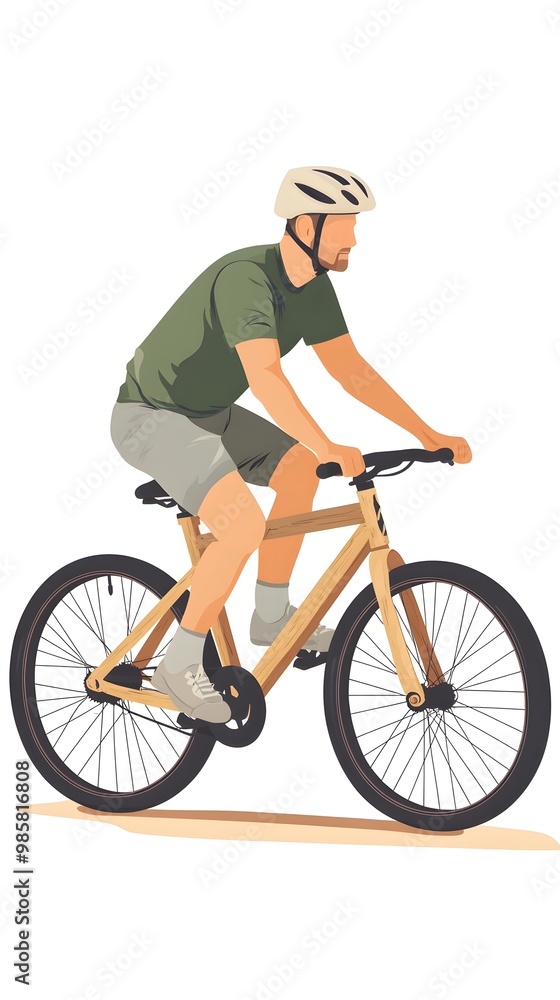 A person riding an off-road bicycle, with a flat design featuring simple lines and minimal details, set against a white background in an illustrative style. A person riding an off-road bicycle, with a flat design featuring simple lines and minimal details, set against a white background in an illustrative style.