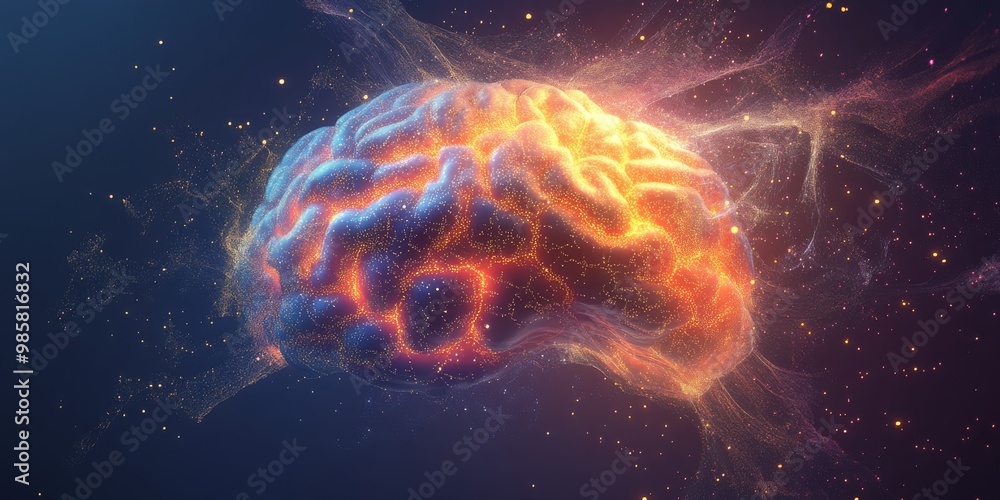 Brain Stem Pulsing with Electricity and Activity | Neural Connectivity, AI Technology Concept Brain Stem Pulsing with Electricity and Activity | Neural Connectivity, AI Technology Concept