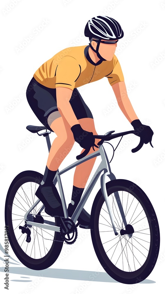 A person riding an off-road bicycle, with a flat design featuring simple lines and minimal details, set against a white background in an illustrative style. A person riding an off-road bicycle, with a flat design featuring simple lines and minimal details, set against a white background in an illustrative style.
