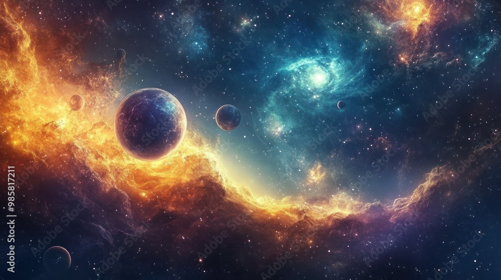 Celestial Landscape with Planets and Nebulae Celestial Landscape with Planets and Nebulae
