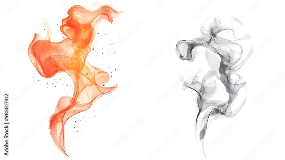 Fototapeta premium Dynamic Contrast of Red Flame and Gray Smoke in Vector Art Style
