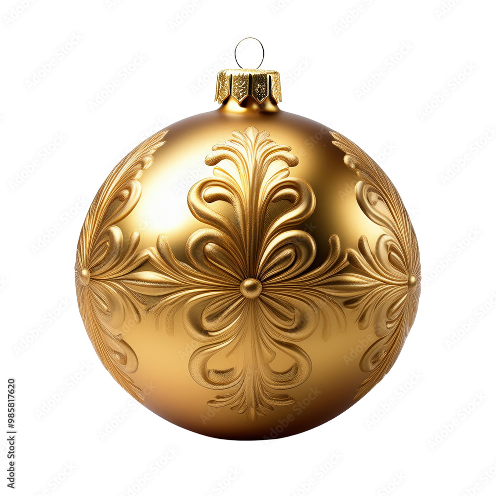 Fototapeta premium Elegant Gold Christmas Ornament with Intricate Floral Pattern