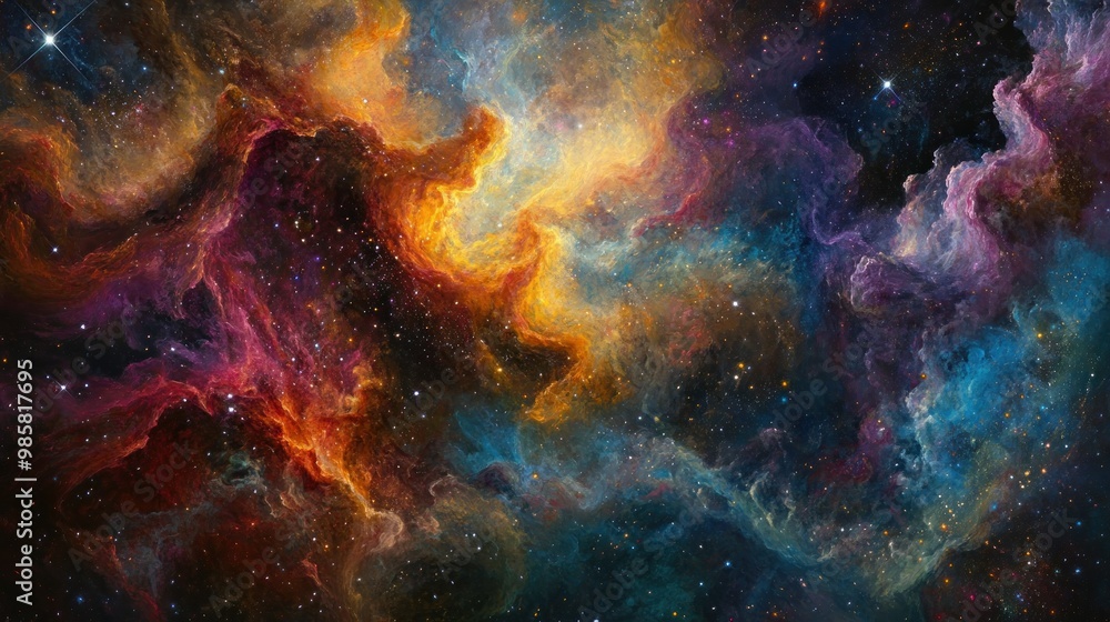 Cosmic Nebula with Swirling Gas and Dust Clouds Cosmic Nebula with Swirling Gas and Dust Clouds
