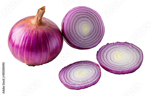 Onion slice, clipping path, PNG