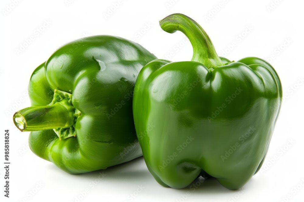 A fresh Green bell pepper isolated on white A fresh Green bell pepper isolated on white