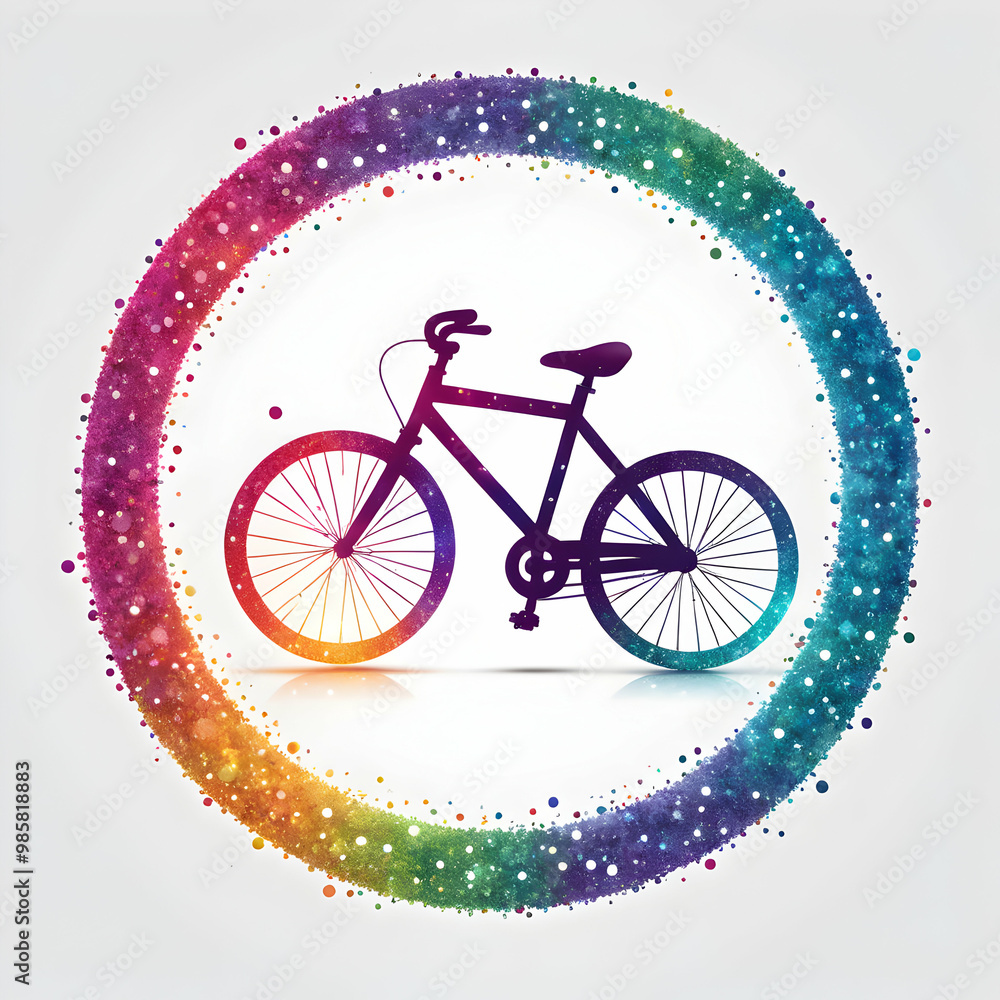Fototapeta premium Bicycle Logo With Sparkling Ring 