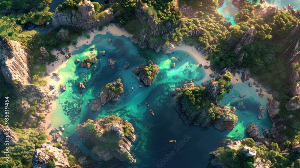 Aerial View of a Secluded Tropical Lagoon Aerial View of a Secluded Tropical Lagoon
