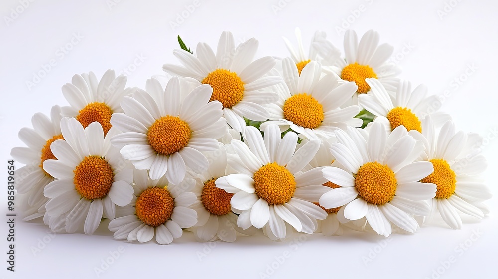 Obraz premium A bunch of white daisies on a white background