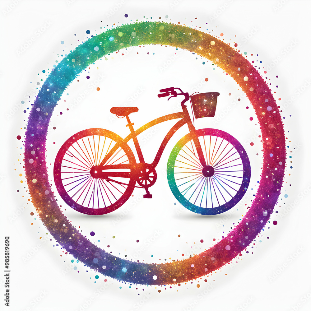 Fototapeta premium Bicycle Logo With Sparkling Ring