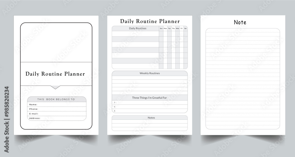 Daily Routine Planner Kdp Interior printable template Design. Daily Routine Planner Kdp Interior printable template Design.