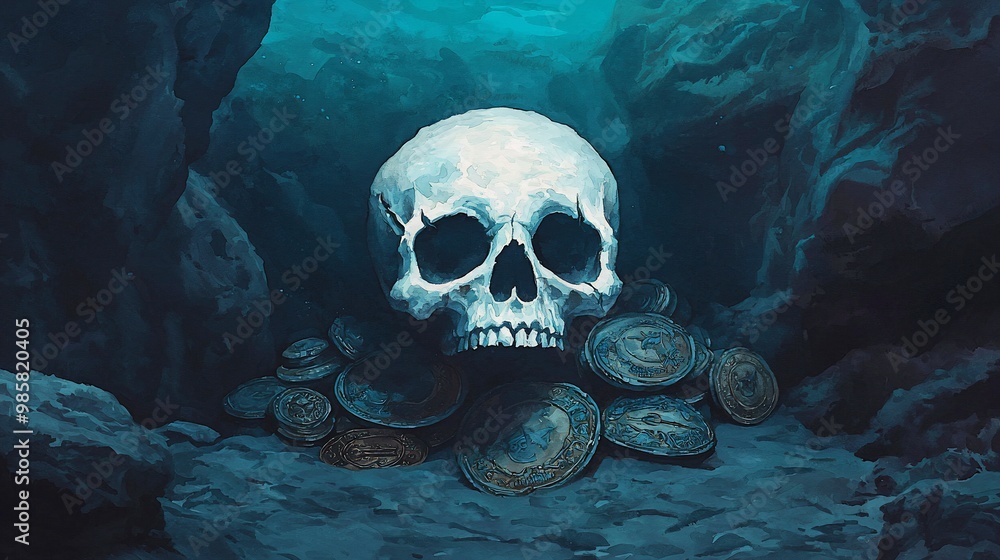 Skull and Treasure Underwater Skull and Treasure Underwater