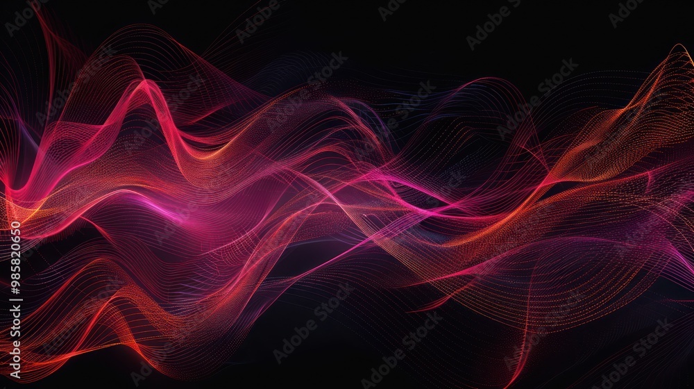 Abstract Red and Blue Waves on Black Background Abstract Red and Blue Waves on Black Background