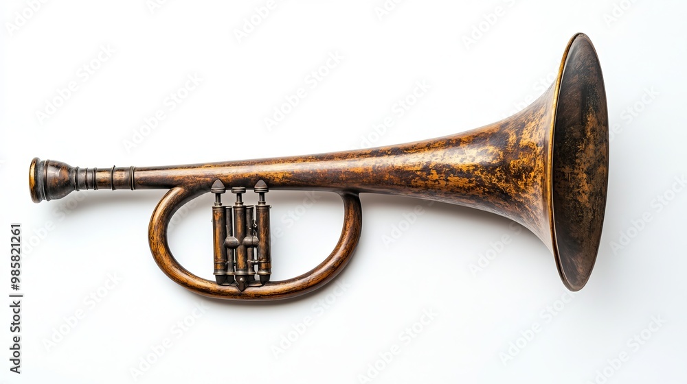 Ancient Alpine Horn: Traditional Natural Horn Instrument for Mountain Melodies, Isolated on a White Background – A Timeless Piece of Swiss Folk Music Heritage Ancient Alpine Horn: Traditional Natural Horn Instrument for Mountain Melodies, Isolated on a White Background – A Timeless Piece of Swiss Folk Music Heritage