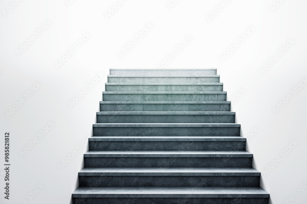 Concrete staircase ascending towards a bright, white background. 3D Rendering Concrete staircase ascending towards a bright, white background. 3D Rendering