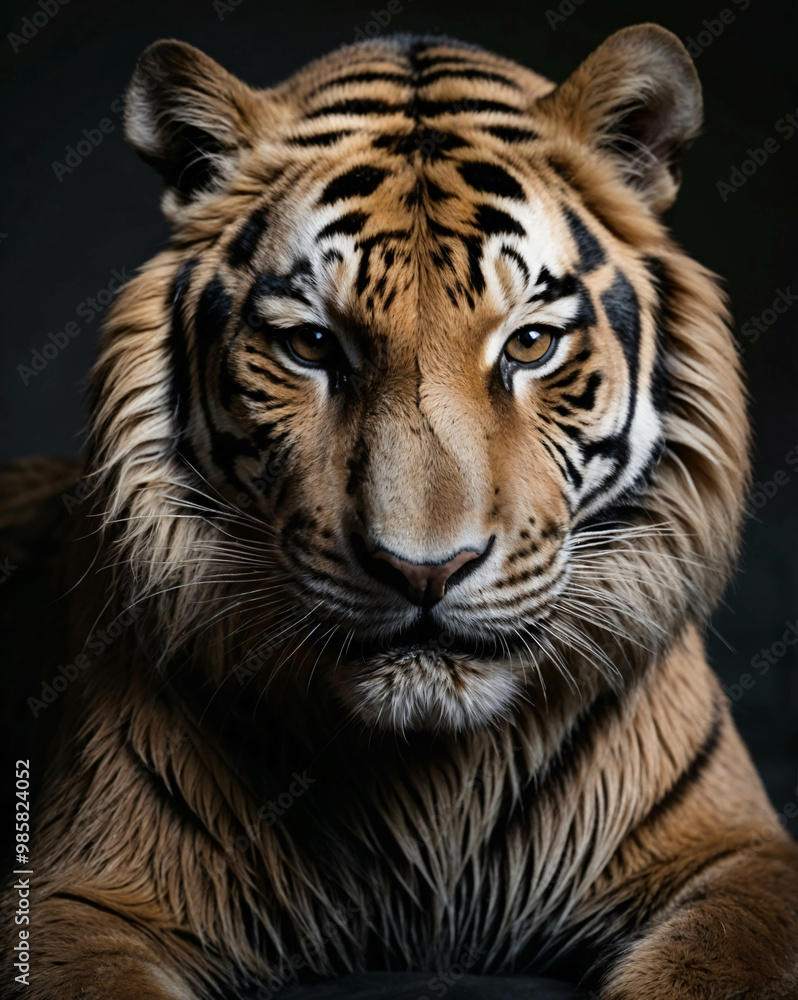 Fototapeta premium professional photo of majestic tiger head dark background