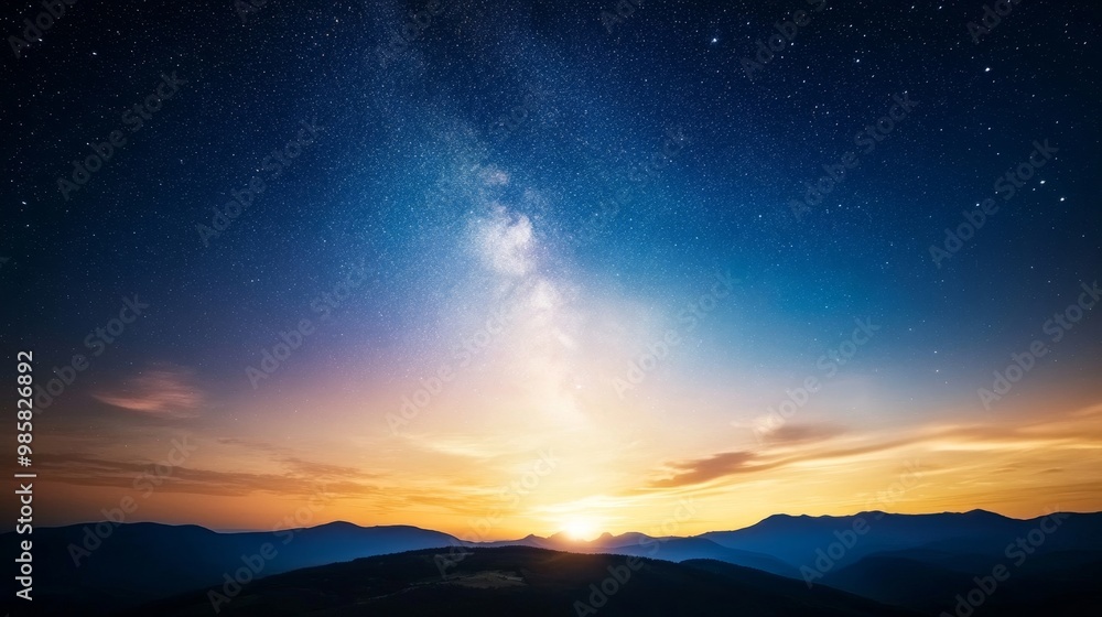 Nighttime horizon, star-filled sky, clouds drifting by, deep darkness. Nighttime horizon, star-filled sky, clouds drifting by, deep darkness.