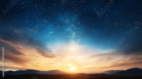 Night sky with stars, horizon line, drifting clouds, peaceful darkness.