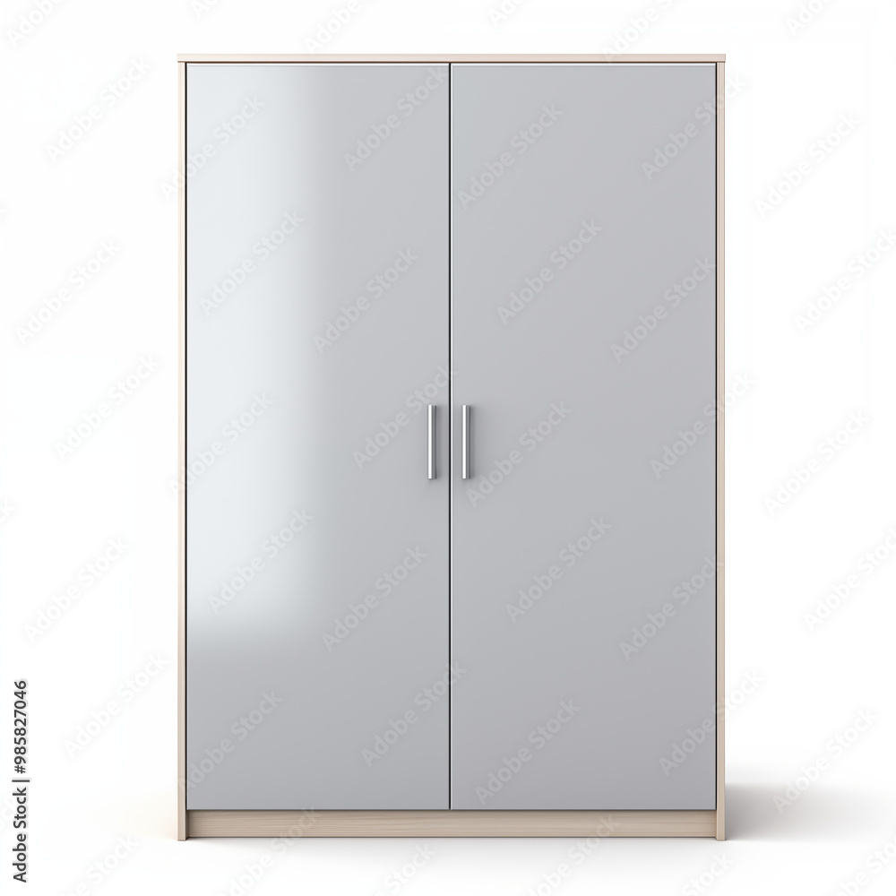 Modern Grey Double Door Cabinet with Wooden Base Modern Grey Double Door Cabinet with Wooden Base