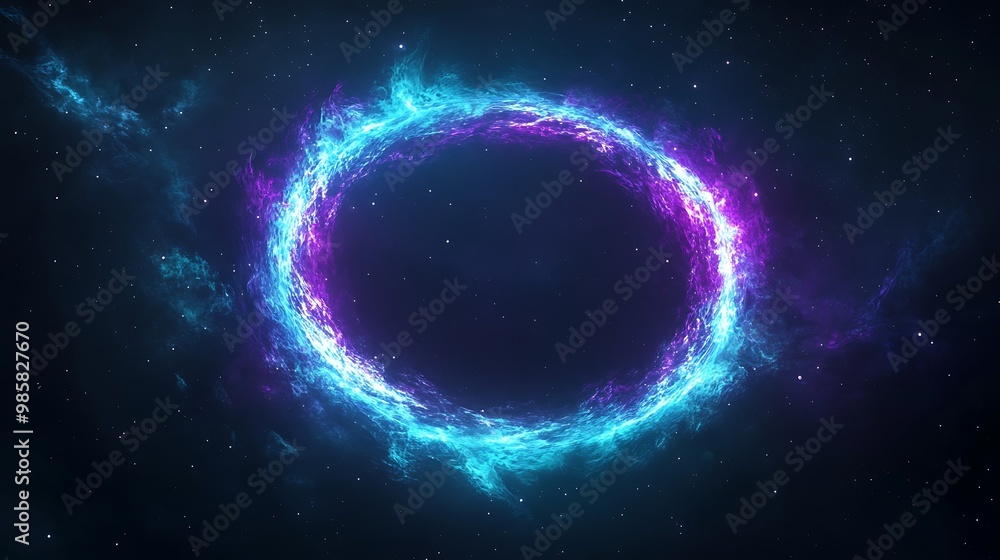 Cosmic Glow - Luminous Stardust Ring in Violet to Teal Gradient Against Dark Void in Space Cosmic Glow - Luminous Stardust Ring in Violet to Teal Gradient Against Dark Void in Space