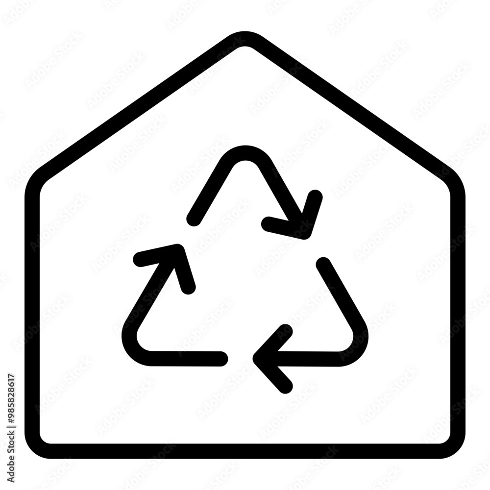 Recycling center icon. Vector line icon Recycling center icon. Vector line icon