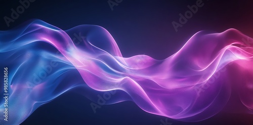 Wallpaper Mural Abstract purple and blue neon light wave pattern on a dark background. Torontodigital.ca