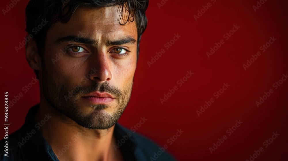 Obraz premium Intense Man Staring into the Camera with Focused Expression
