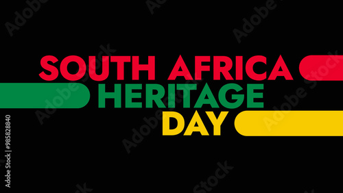 South Africa Heritage Day colorful text typography on white or black background banner illustration great for wishing and celebrating Happy South Africa Heritage Day in september