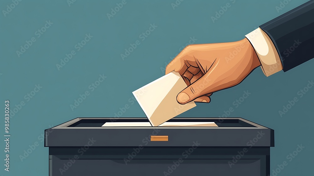 Voting Concept - Arm Inserting Paper into Ballot Box in Vector Style ...