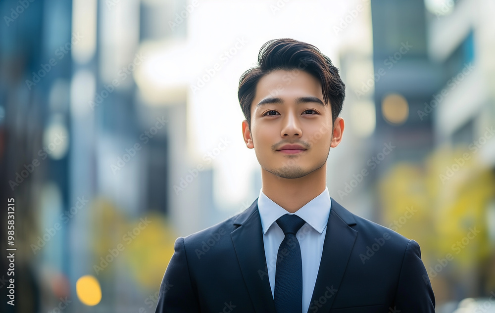 A confident man in formal attire stands in an urban setting, exuding professionalism amidst a blurred city backdrop. A confident man in formal attire stands in an urban setting, exuding professionalism amidst a blurred city backdrop.