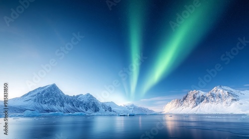 Polar aurora, vibrant Antarctic skies, southern lights.