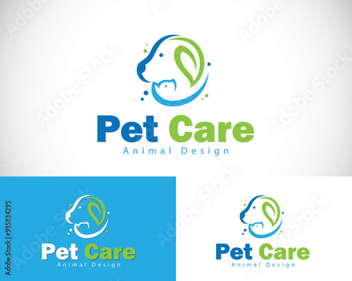 pet care logo creative health nature herbal dog and cat design concept pet shop