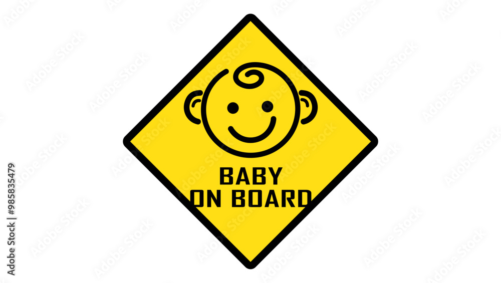 Baby On Board, black and yellow isolated silhouette Baby On Board, black and yellow isolated silhouette