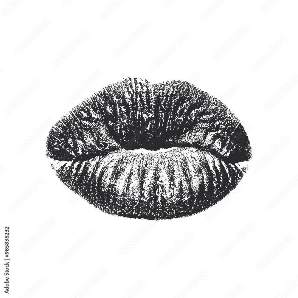 Grainy monochrome of a sexy woman lips with a retro photocopy effect Grainy monochrome of a sexy woman lips with a retro photocopy effect