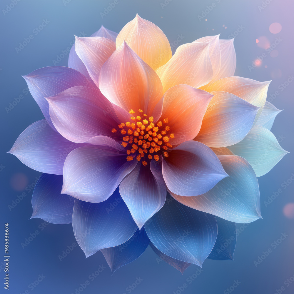 A stunning geometric flower design with vibrant colors, showcasing intricate petals and captivating center. This artwork evokes sense of tranquility and beauty A stunning geometric flower design with vibrant colors, showcasing intricate petals and captivating center. This artwork evokes sense of tranquility and beauty