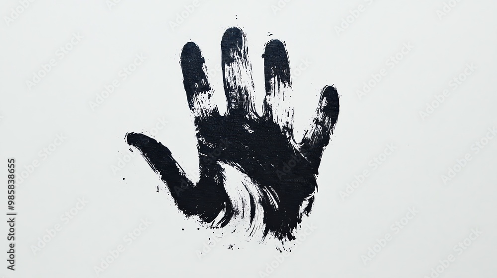 Black hand print on white background. Black hand print on white background.