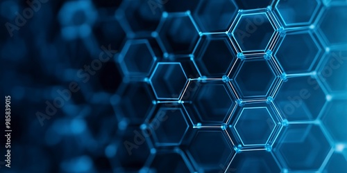 Hexagons pattern blue background for genetic research and chemical engineering innovation technology 