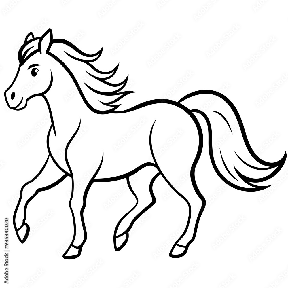 Obraz premium Horse line art vector illustration