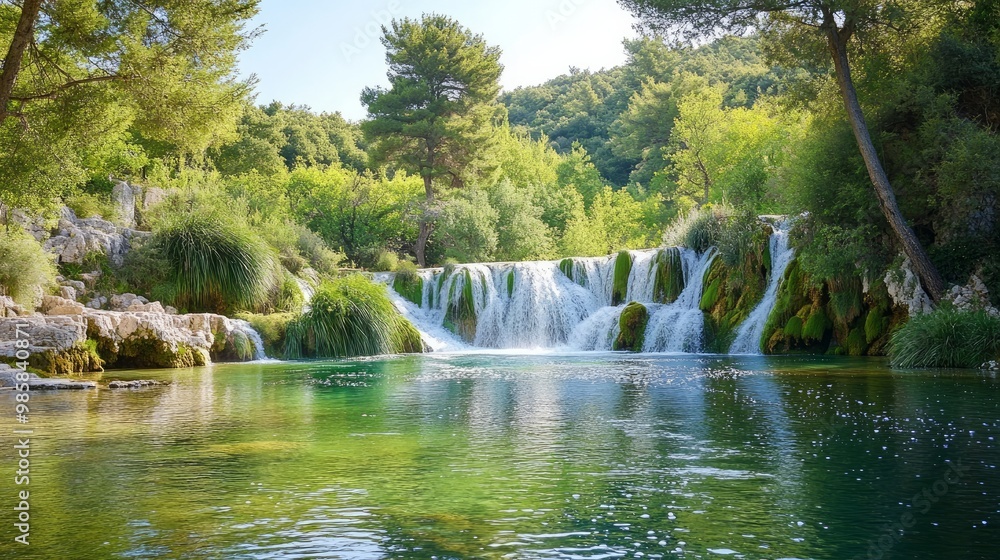 A waterfall in the Krka National Park in Dalmatia, Croatia A waterfall in the Krka National Park in Dalmatia, Croatia